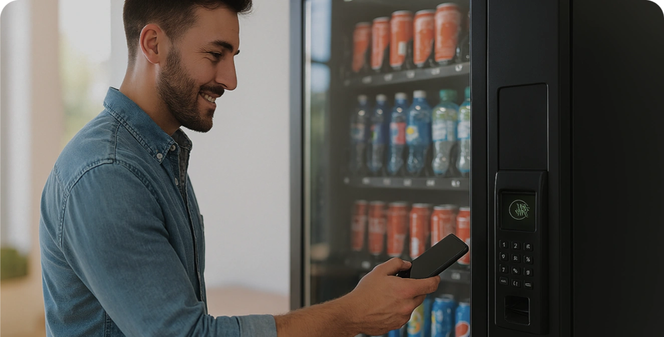 men and vending machine